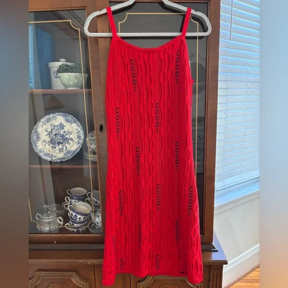 Vintage Coogi Brand 90’s Red Spaghetti Strap Knit Dress Women's - Picture 5 of 8